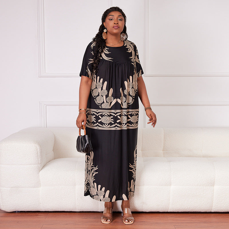 Plus Size Ice Silk Maxi Dress