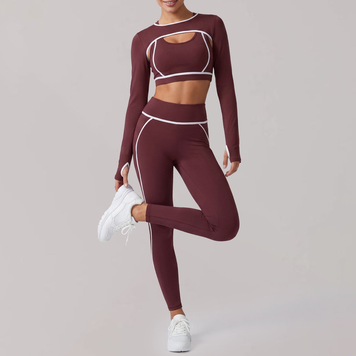 Nude Feel Exercise Yoga Clothes Women High Sense Waistcoat Top Shockproof Bra Running Tights Three Piece Sets  Shop One Place
