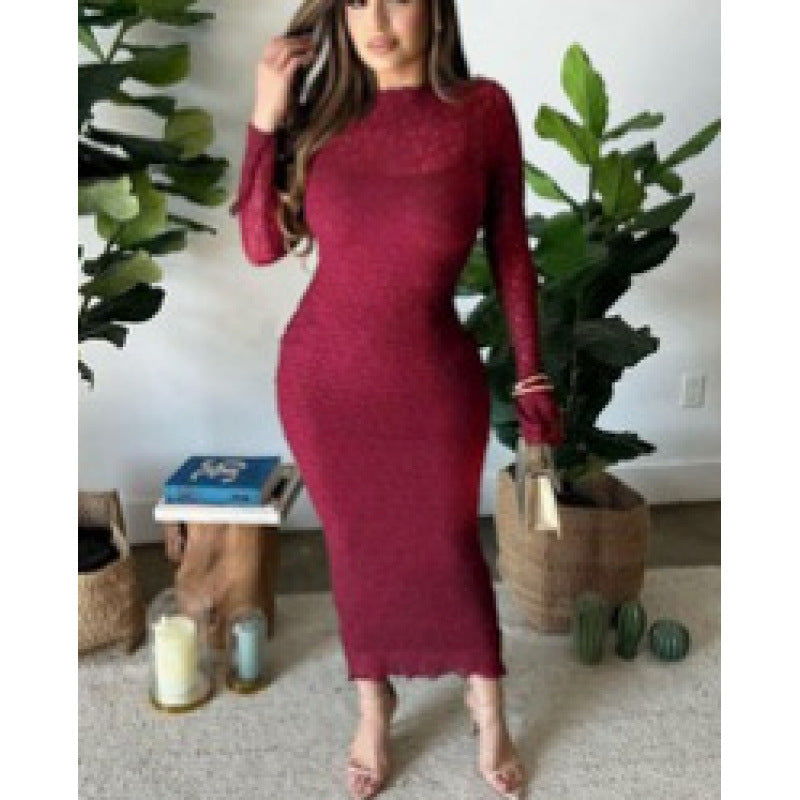 Women Clothing Summer Sexy Slim Fit Lace See through Long Sleeve Dress  Shop One Place