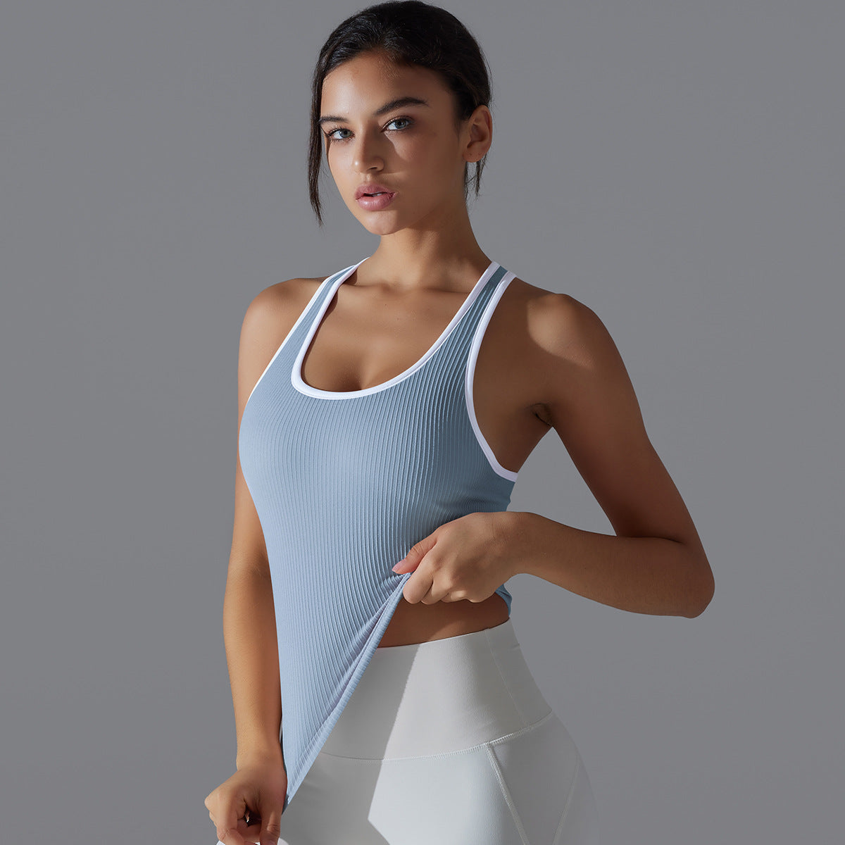 Yoga Beauty Back Sports Breathable Stripe Top