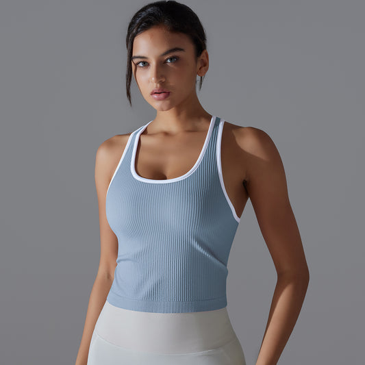 Yoga Beauty Back Sports Breathable Stripe Top