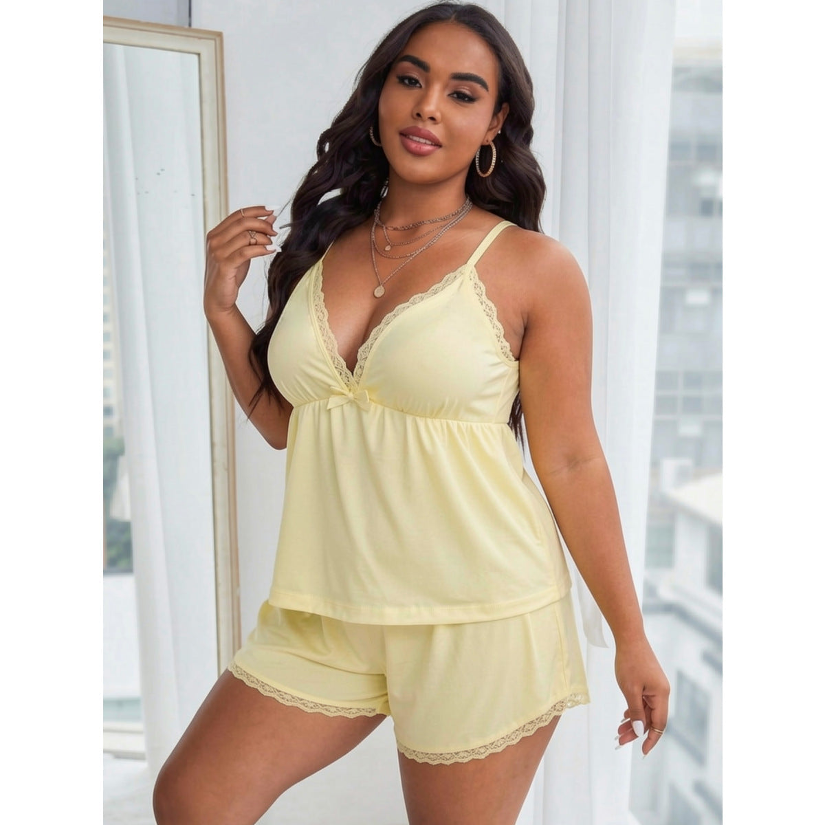 Plus Size Lace Suspenders Pajamas Sexy V neck Homewear  Shop One Place