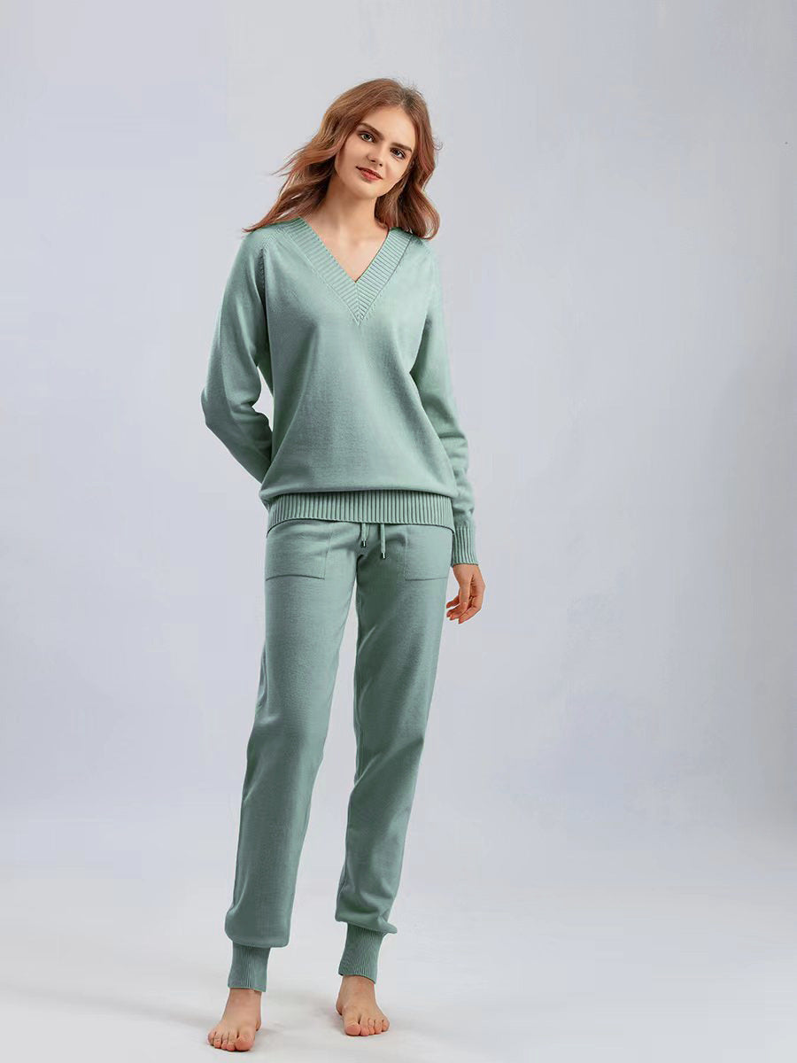 Women's V-Neck Knit Pullover & Harem Pants Set – view 5