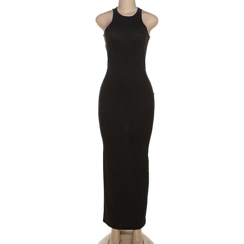 Sleeveless Backless Sheath Maxi Dress