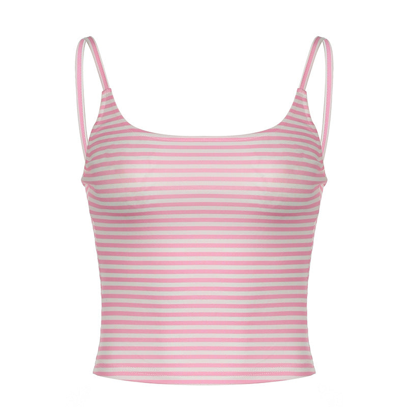 Home Basic Casual Striped Spaghetti Strap Tank Top  Shop One Place