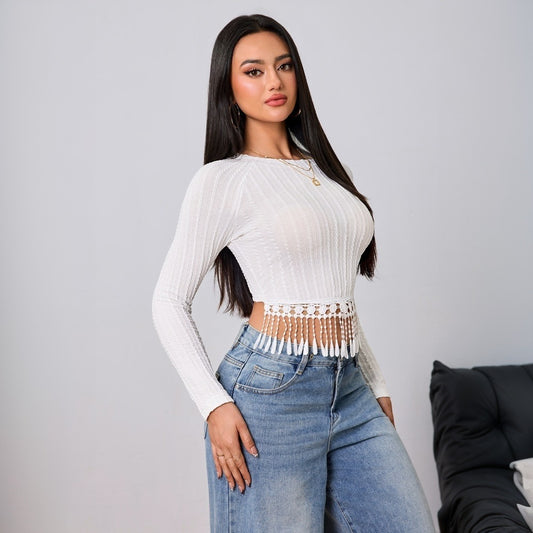 Tassel Slim Fit Slimming T-shirt  Shop One Place