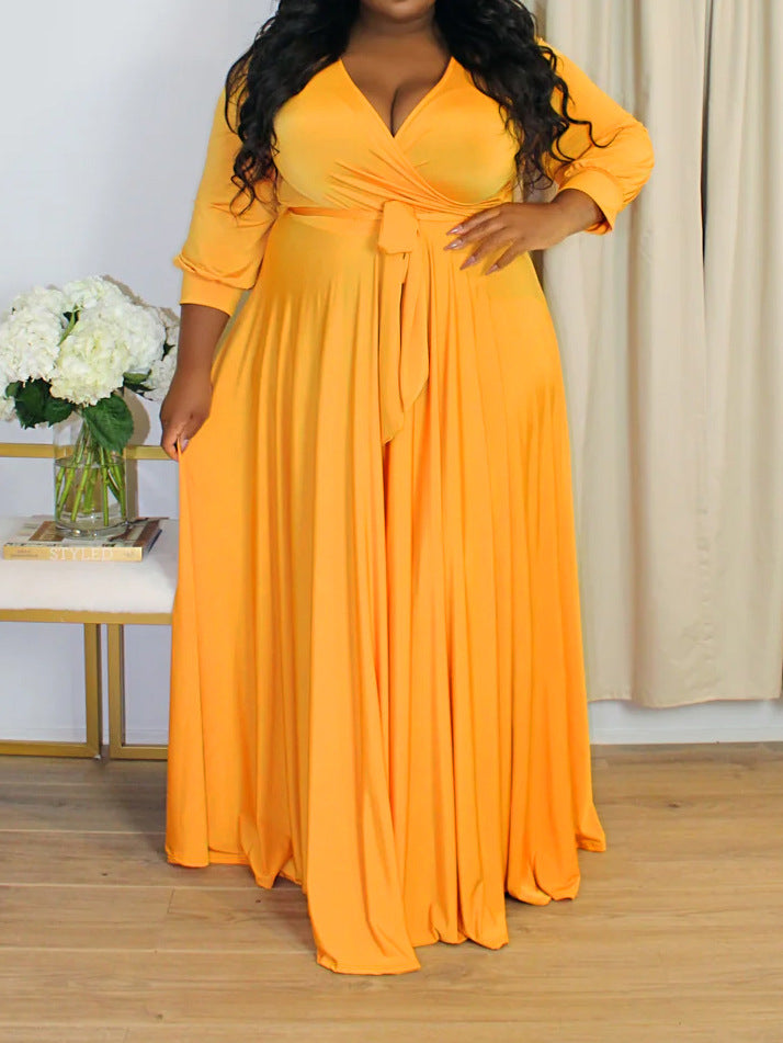 Plus Size Elegant Comfortable High Cost Performance V neck Dress