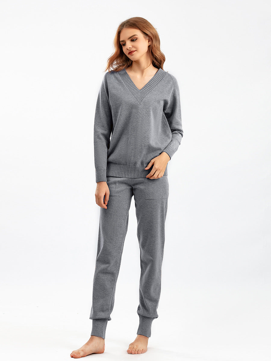Women's V-Neck Knit Pullover & Harem Pants Set – view 3