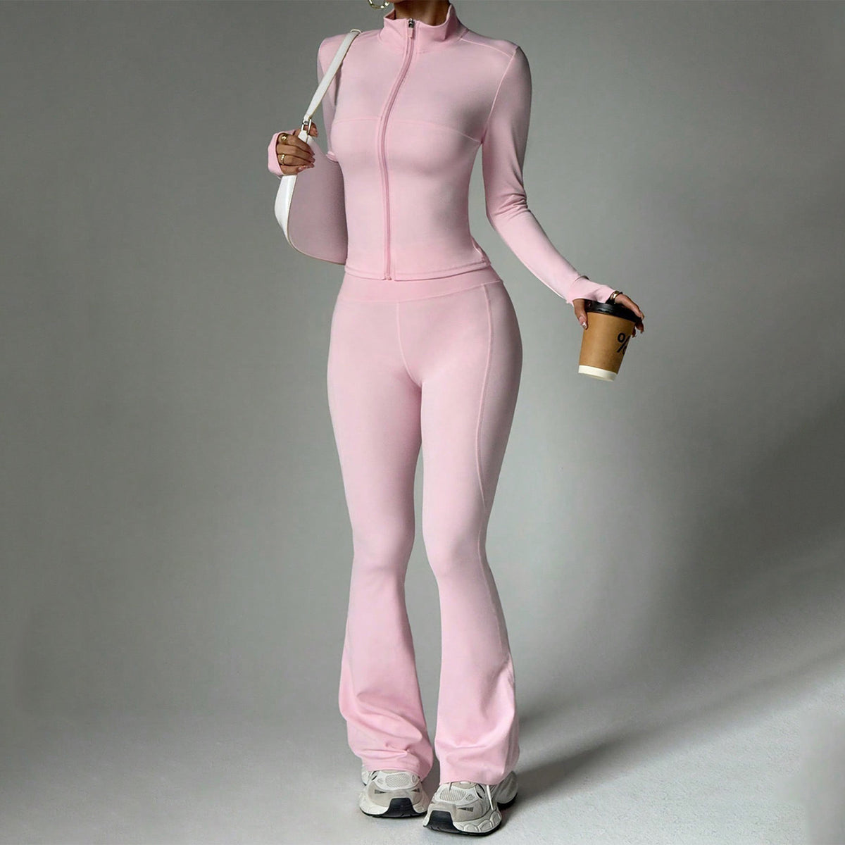 Women's Zip-Up Jacket & Flare Leggings Yoga Set