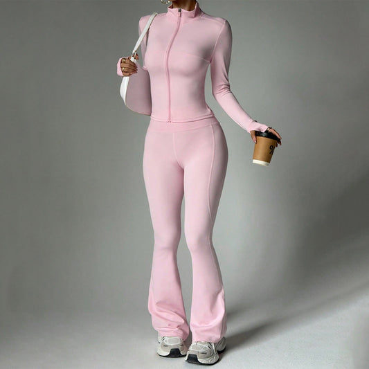 Women's Zip-Up Jacket & Flare Leggings Yoga Set