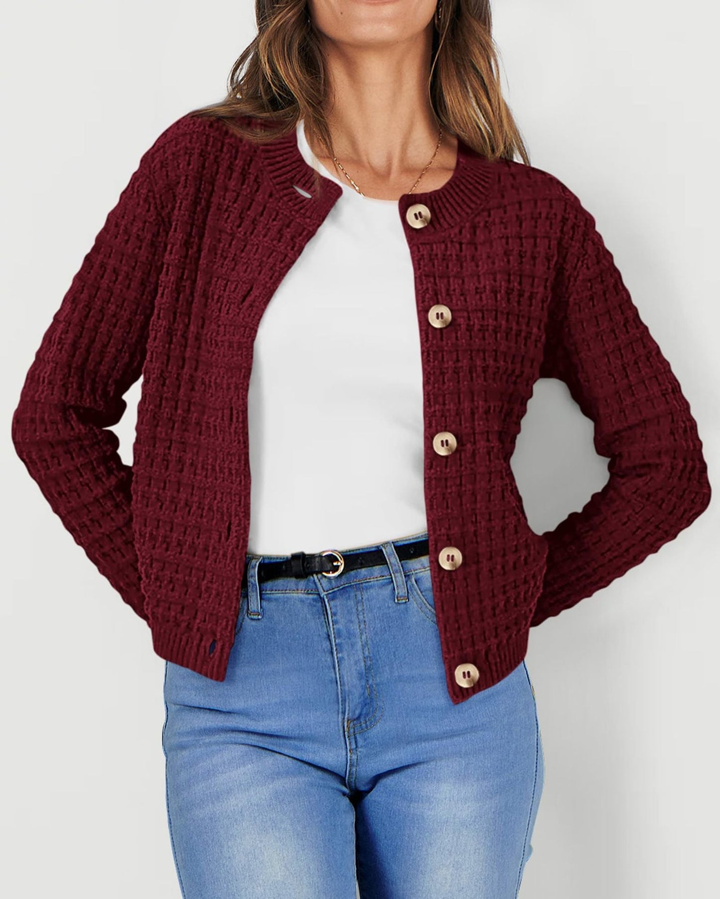 Solid Color Knitted Casual Cardigan  Shop One Place