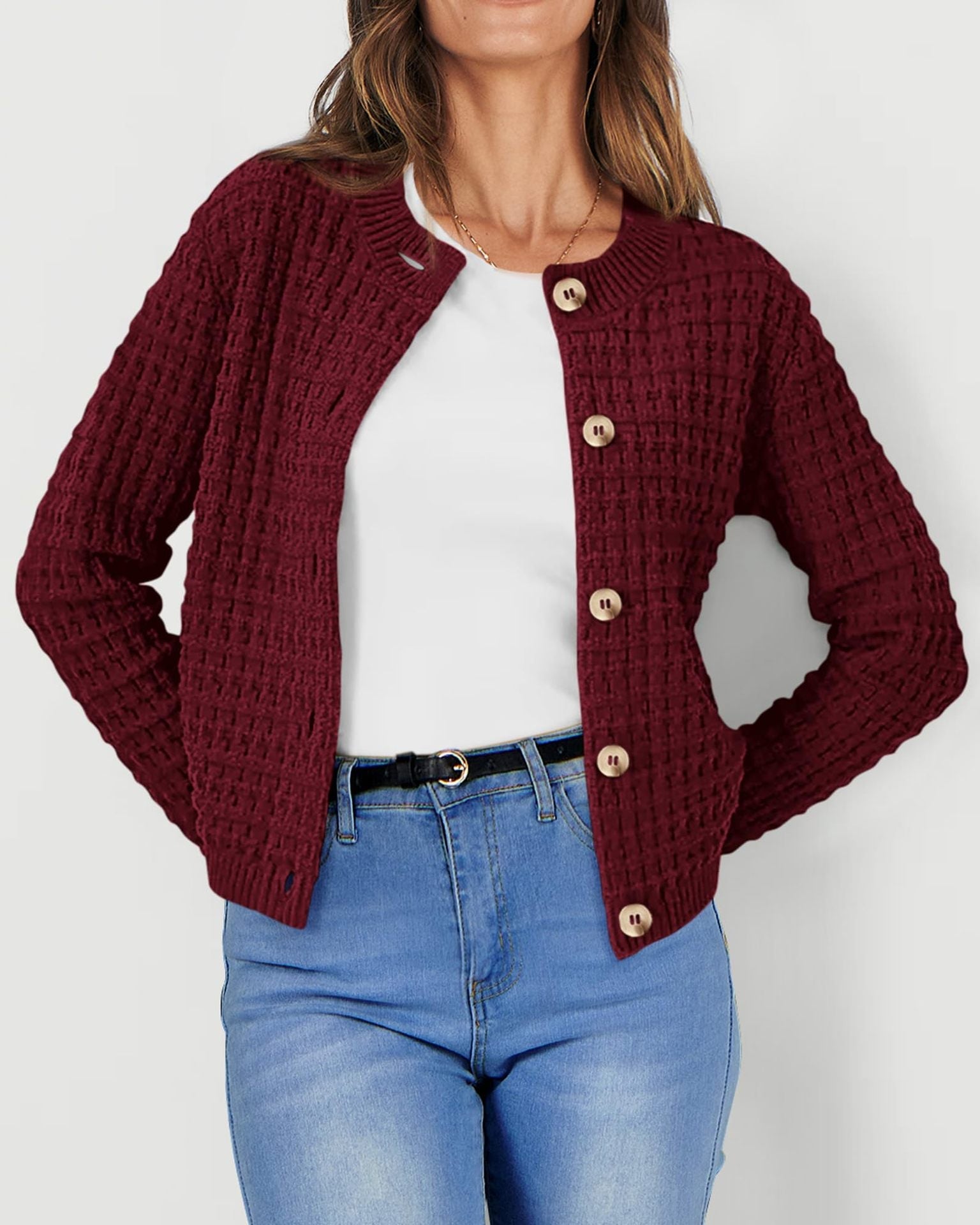 Solid Color Knitted Casual Cardigan  Shop One Place