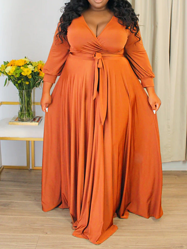 Plus Size Elegant Comfortable High Cost Performance V neck Dress