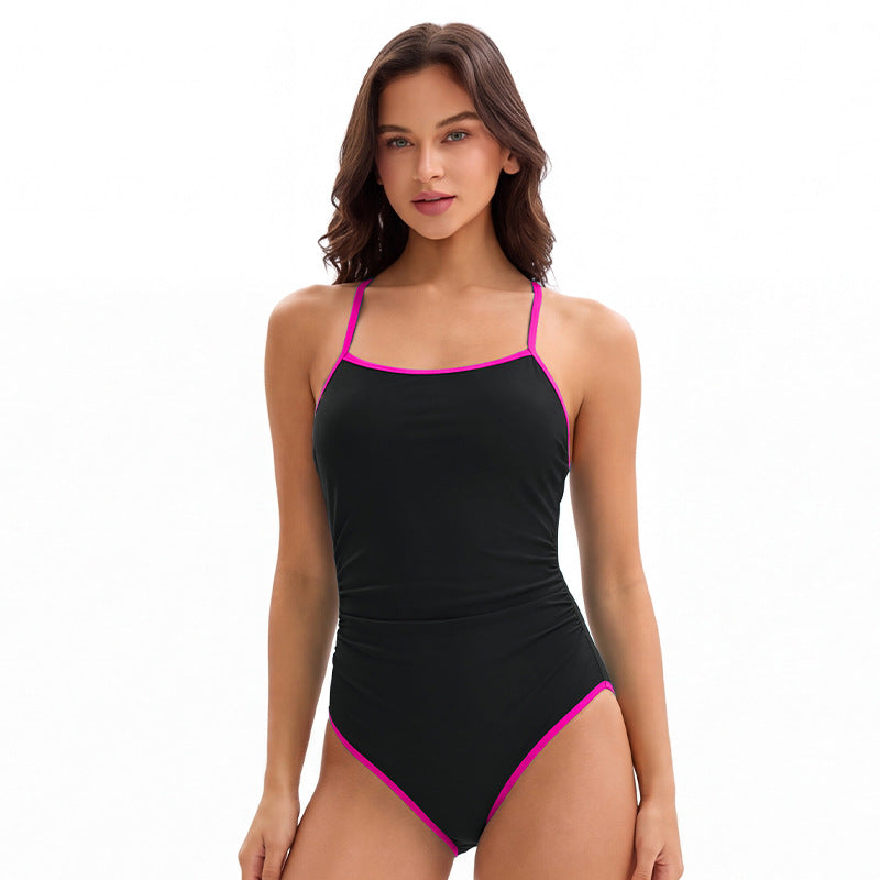 Sexy Solid Color Swimsuit Women Siamese Triangle Racing Beauty Back Swimsuit  Shop One Place
