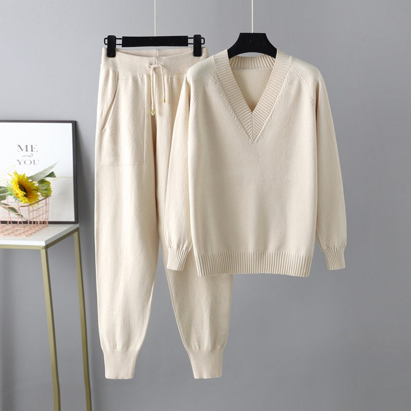 Women's V-Neck Knit Pullover & Harem Pants Set – view 11