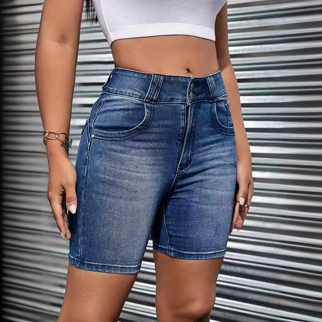 High Waist Comfort Denim Jean Shorts