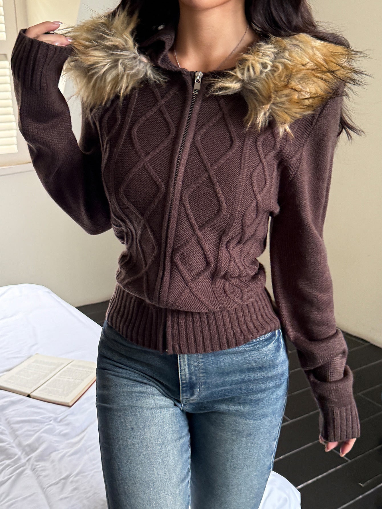 Casual Plush Long Sleeve Sweater Coat