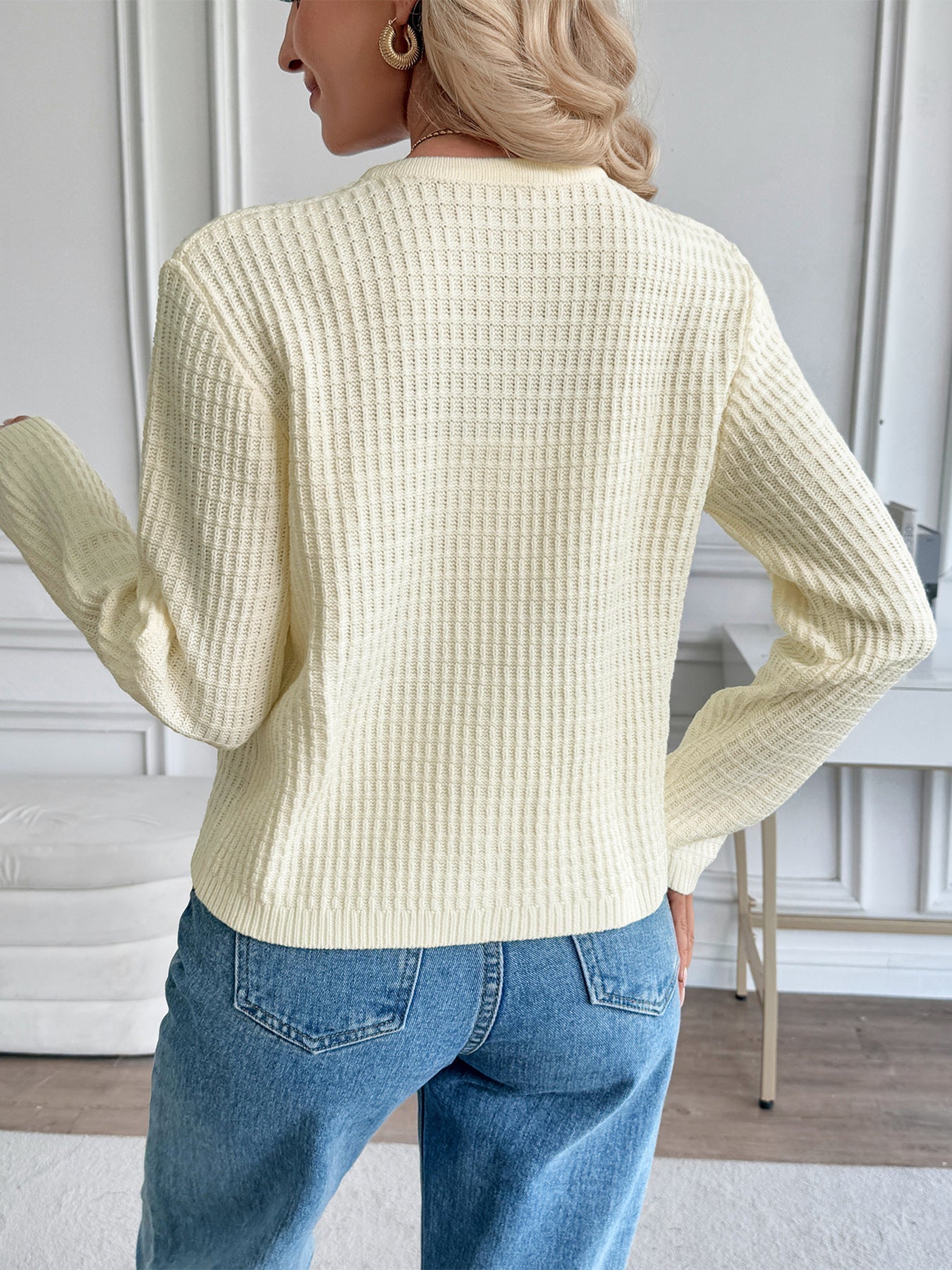 Autumn Winter Casual Korean Metal Button Cardigan  Shop One Place