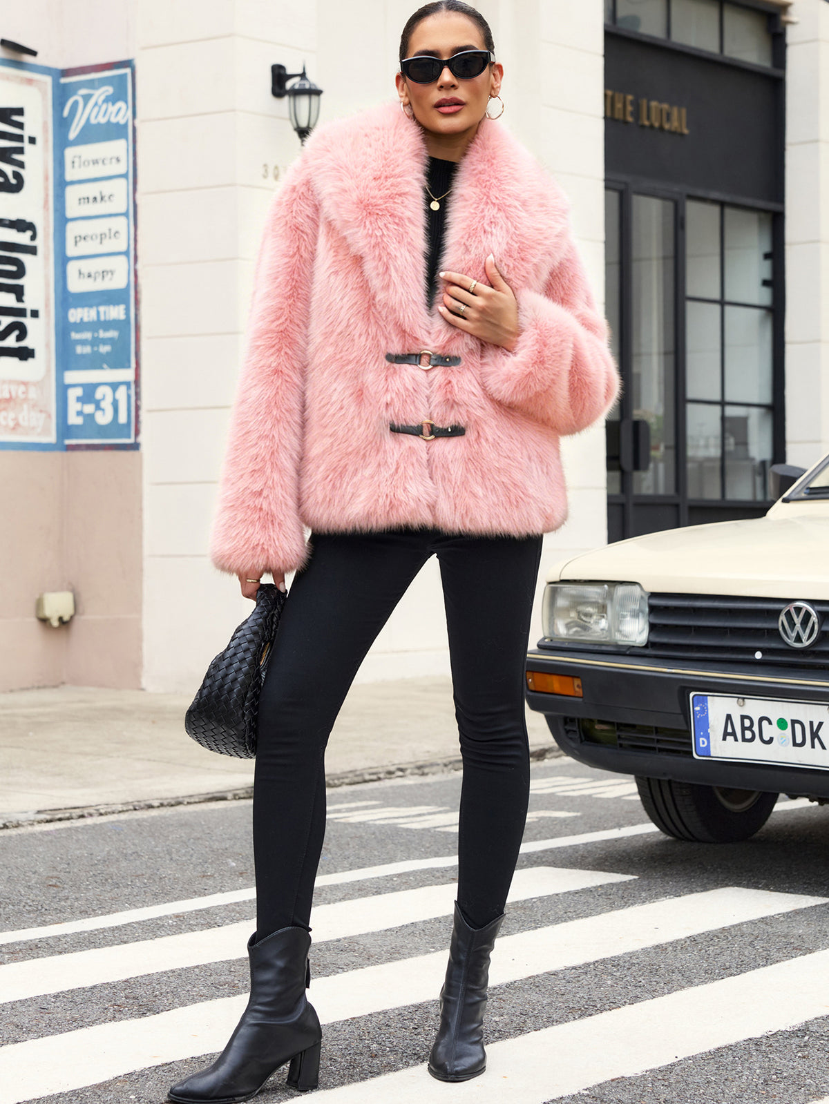 Women's Faux Fur Jacket with Rope Knot Detail – view 6