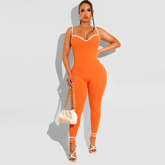 Sports Women Wear Multi Color Edge Sexy Suspender Trousers Jumpsuit Summer