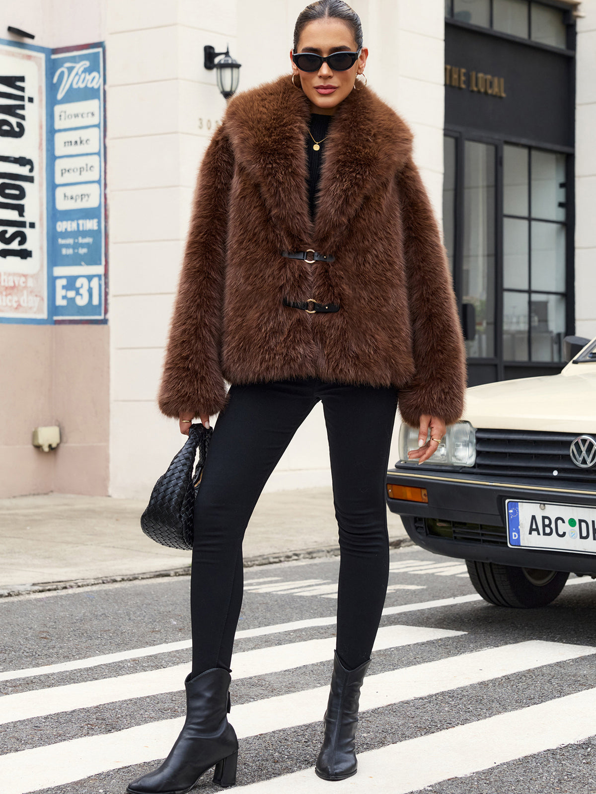 Women's Faux Fur Jacket with Rope Knot Detail – view 5