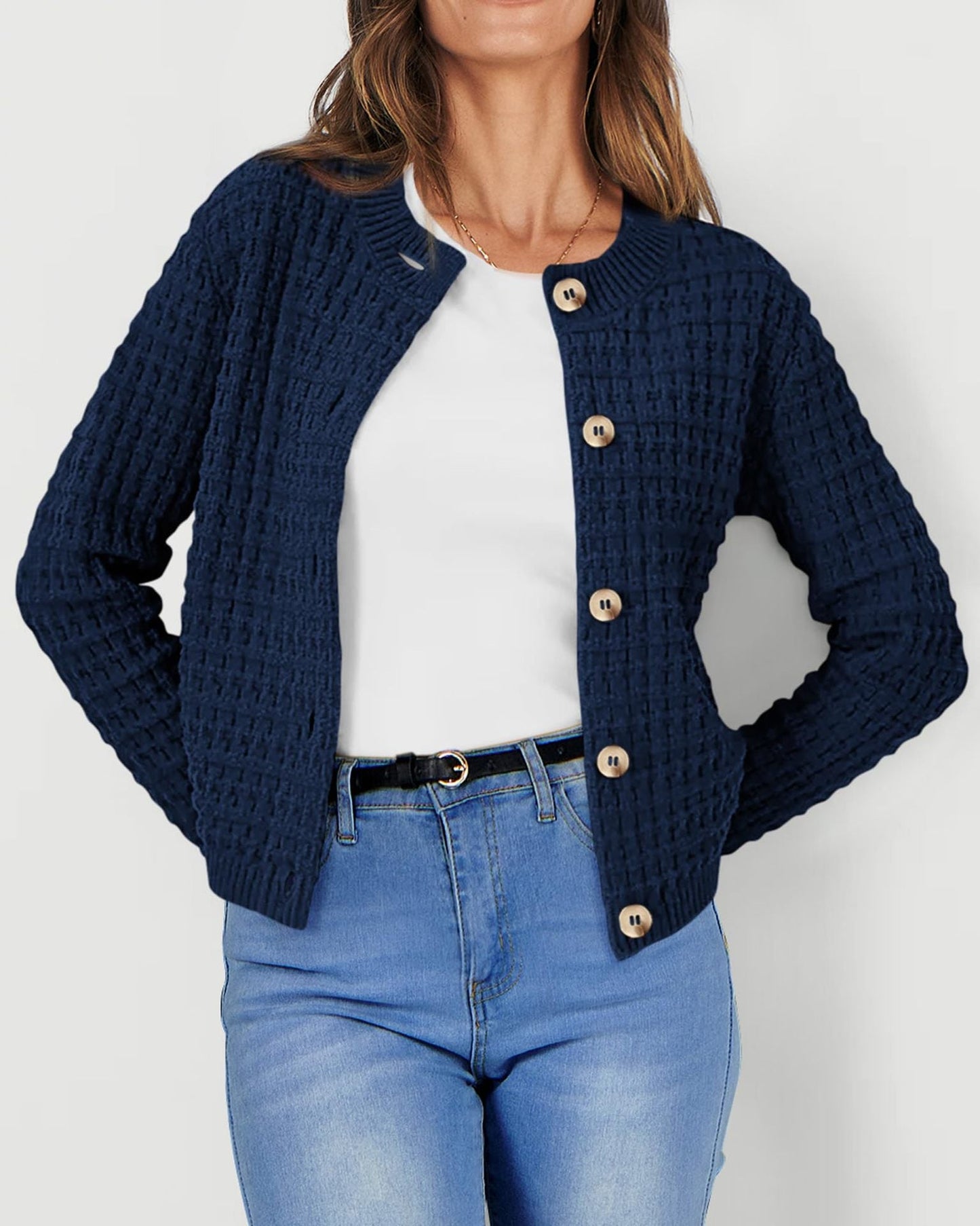 Solid Color Knitted Casual Cardigan  Shop One Place