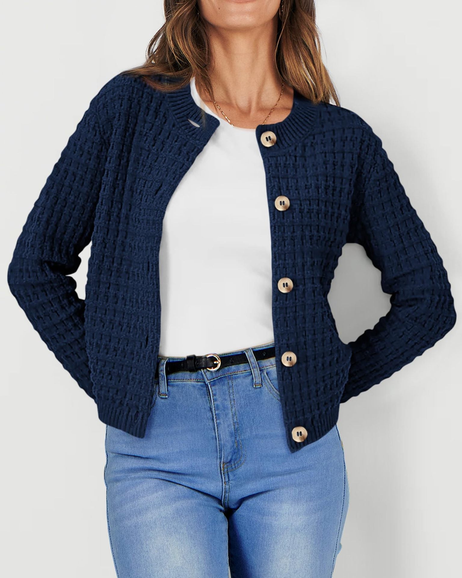 Solid Color Knitted Casual Cardigan  Shop One Place