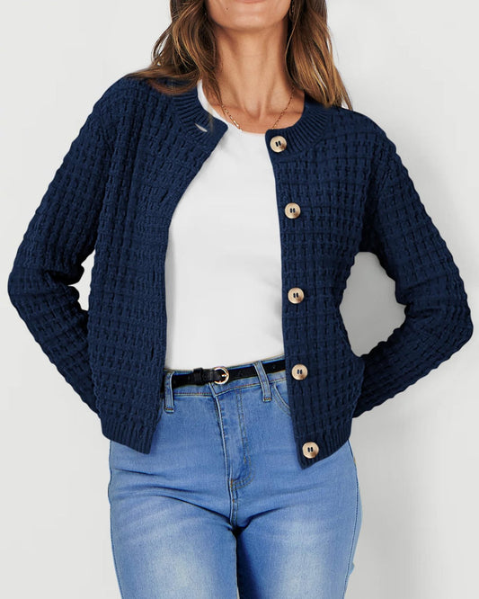Solid Color Knitted Casual Cardigan  Shop One Place