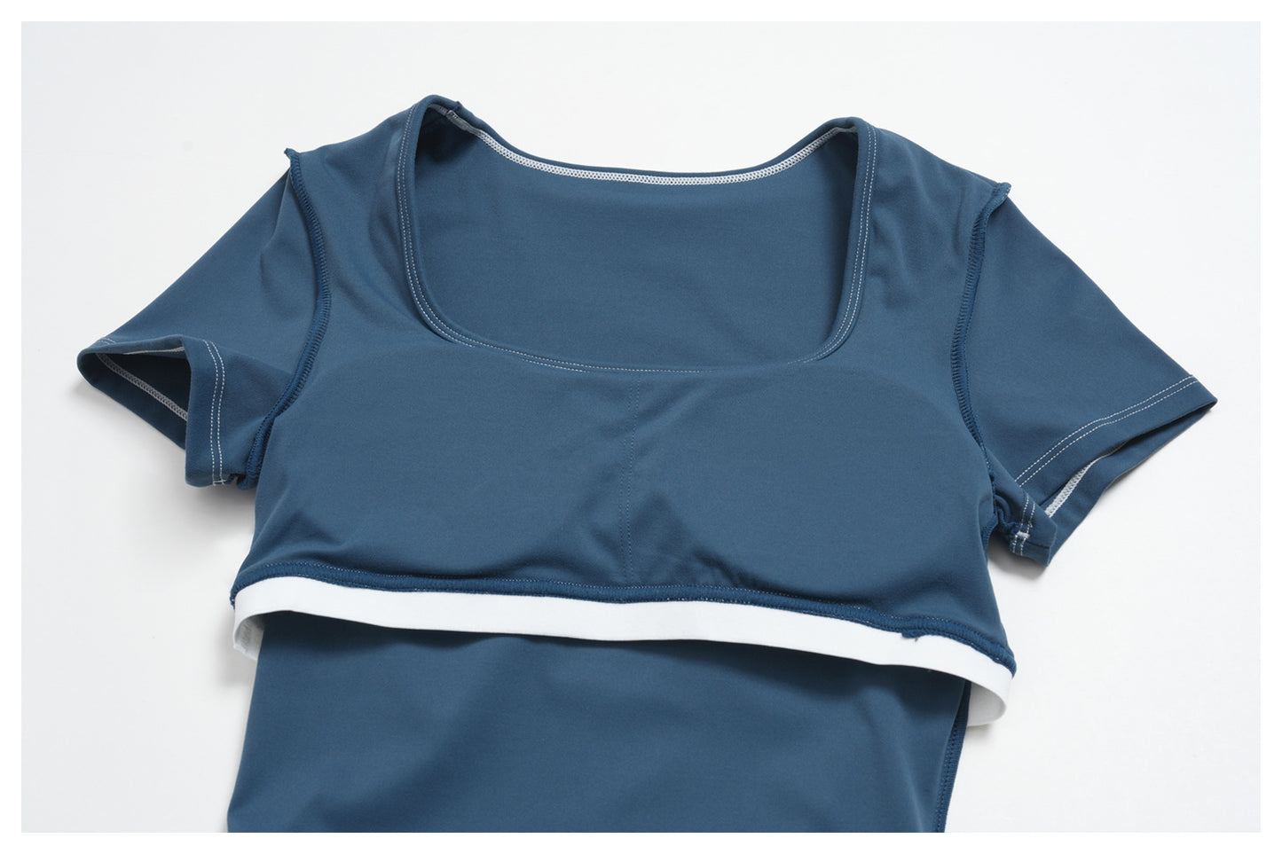 Yoga Short Sleeve Tight Fitting Cropped Outfit Contrast Color Outerwear Sports Short Sleeve Quick Drying Workout Yoga Top  Shop One Place
