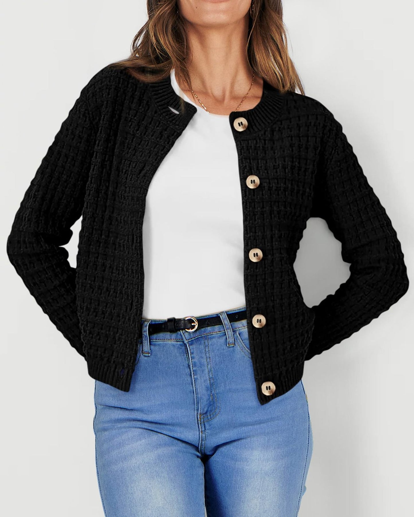 Solid Color Knitted Casual Cardigan  Shop One Place