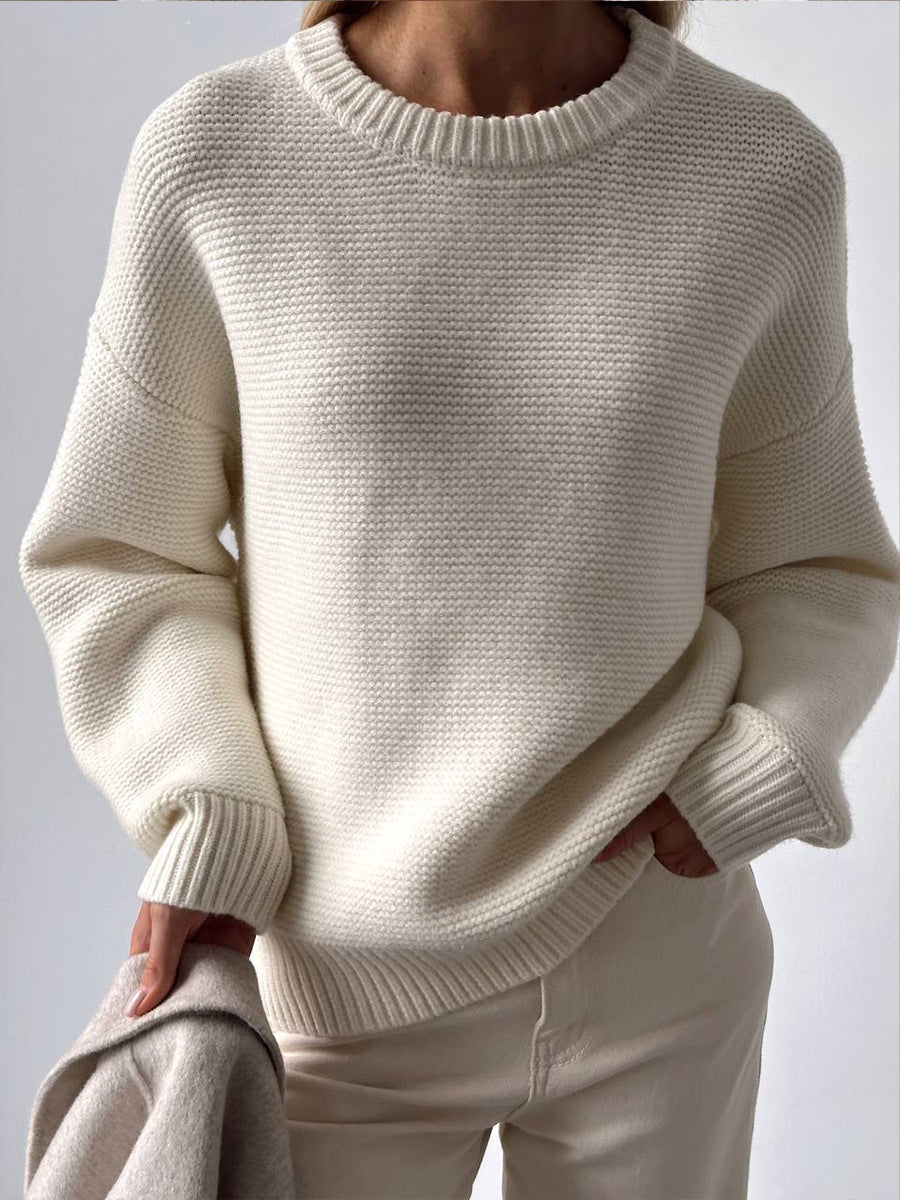 Round Neck Knitted Pullover Sweater