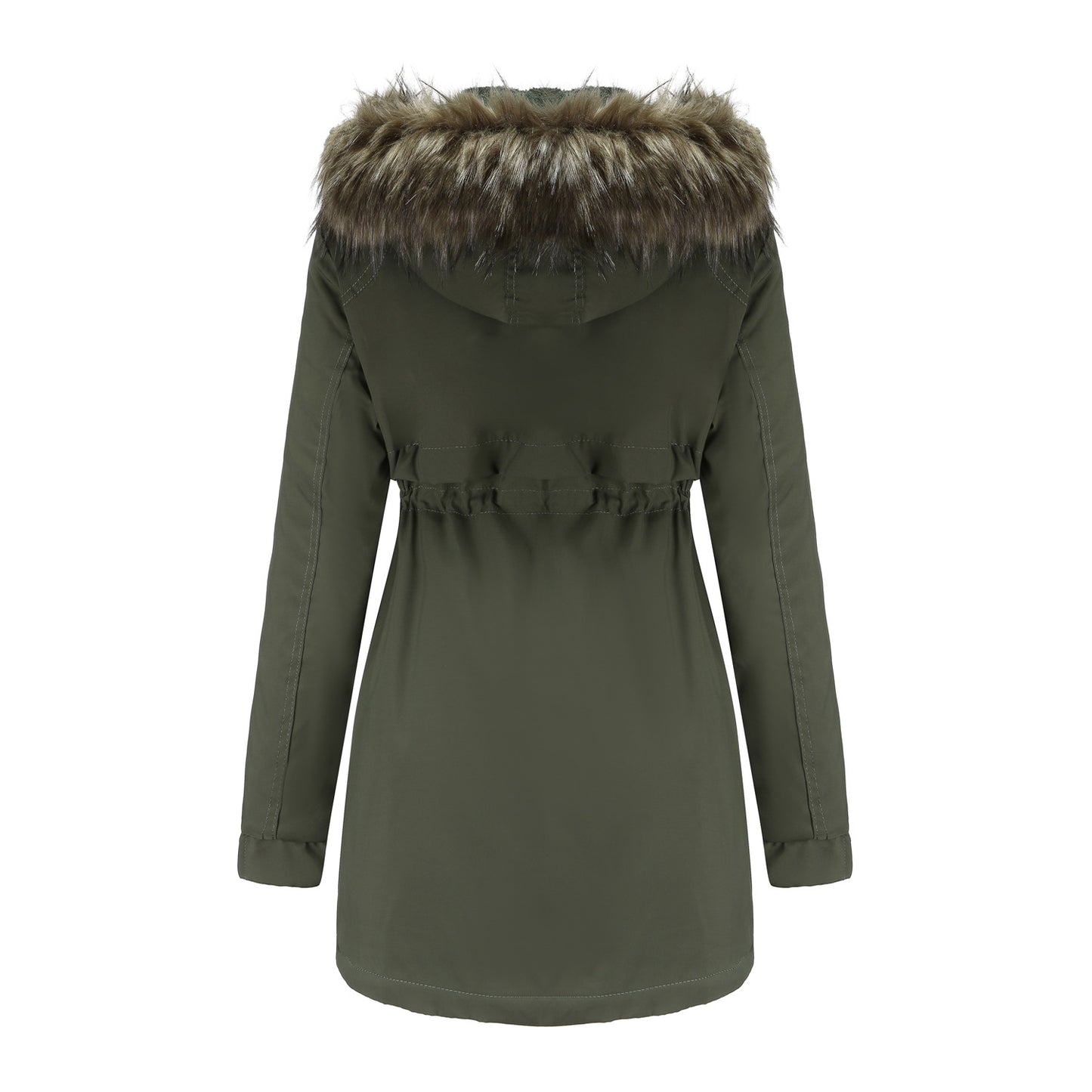 Detachable Fur Collar Hat Quilted Parka