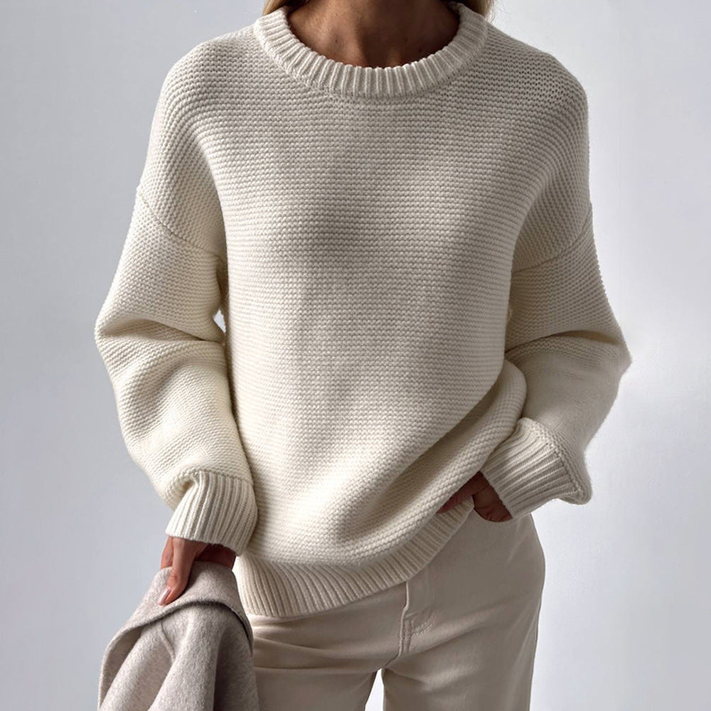 Round Neck Knitted Pullover Sweater