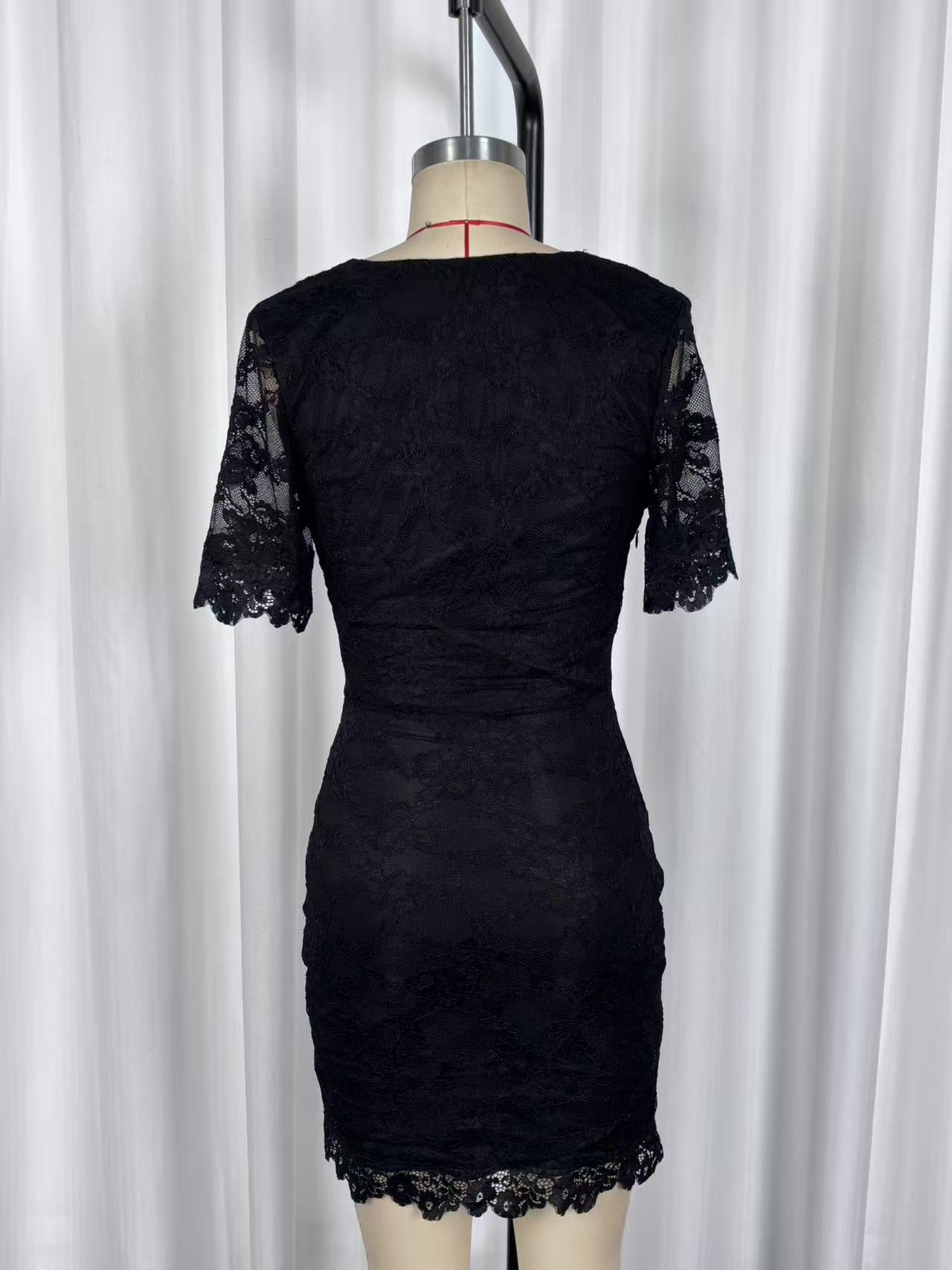 Sexy V neck Lace See through Hip Dress Slim Fit Slimming Dress  Shop One Place