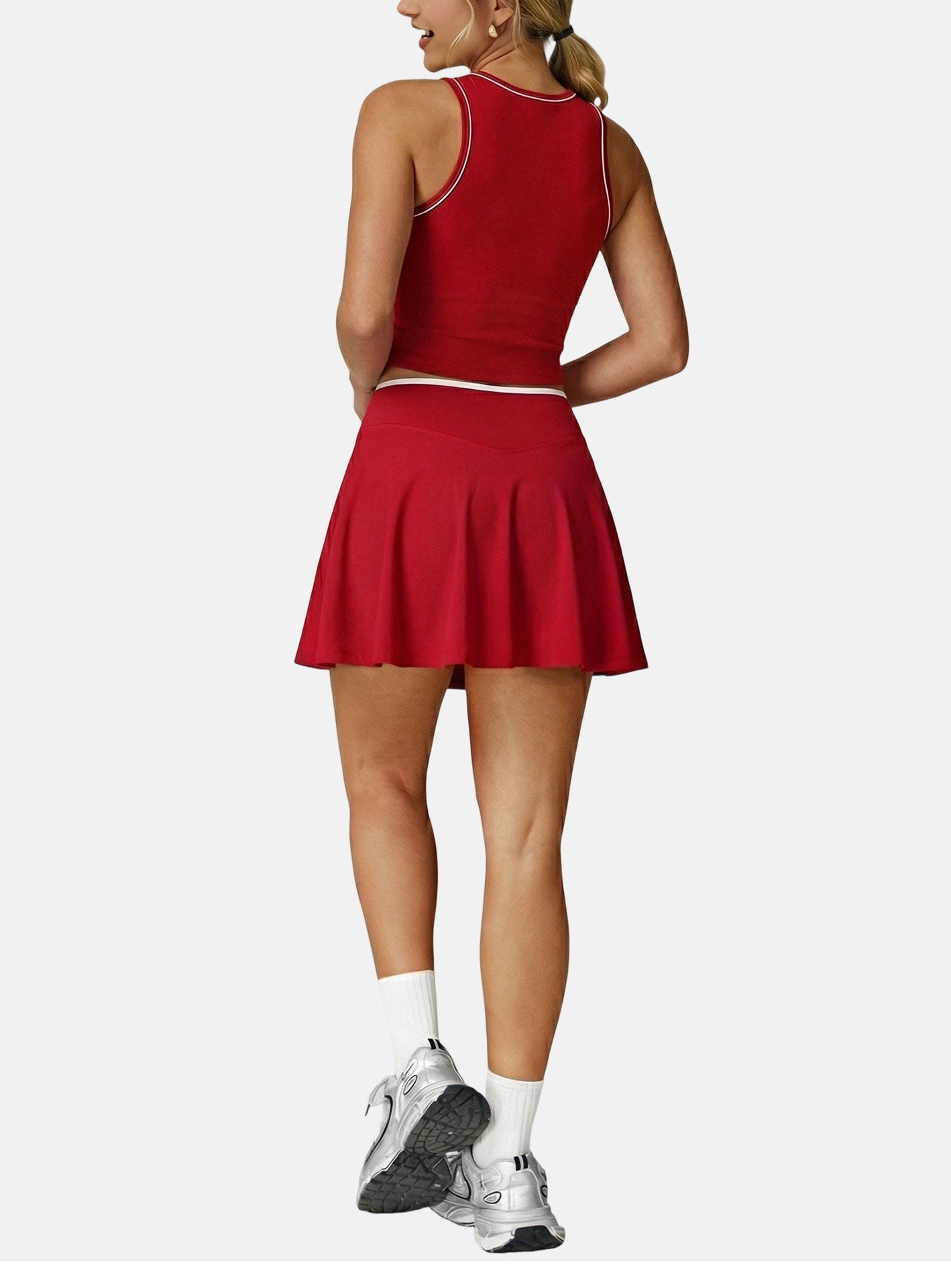 Tennis Skirt Set Golf Half Length Patchwork Skirt Sports Casual Contrast Color Badminton Clothes Outfit (Runs Small)  Shop One Place