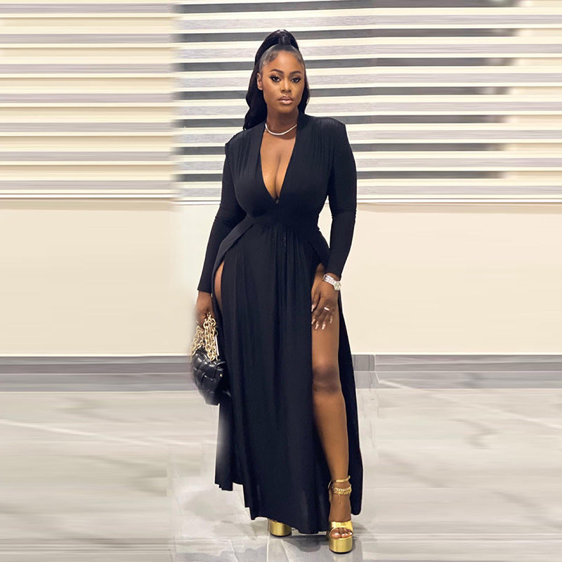 Plus Size V-Neck Sexy Stitching Party Dress  Shop One Place