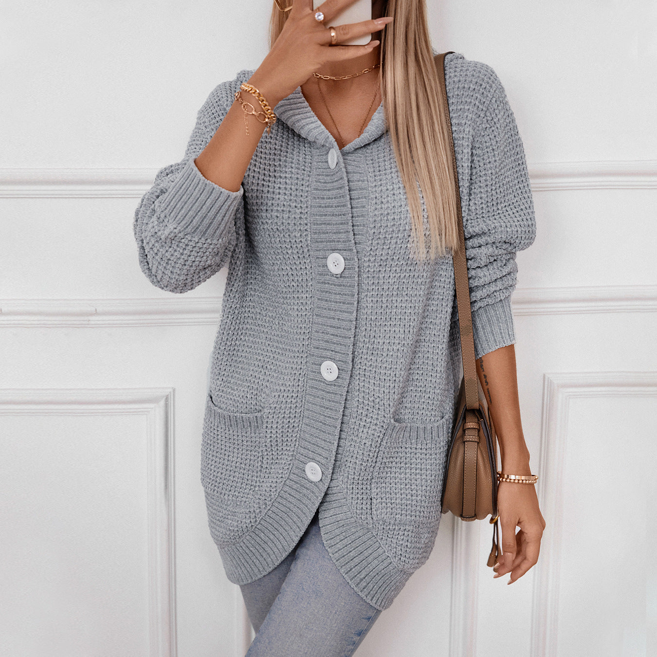 Hooded Long Knitted Cardigan Coat Retro  Shop One Place