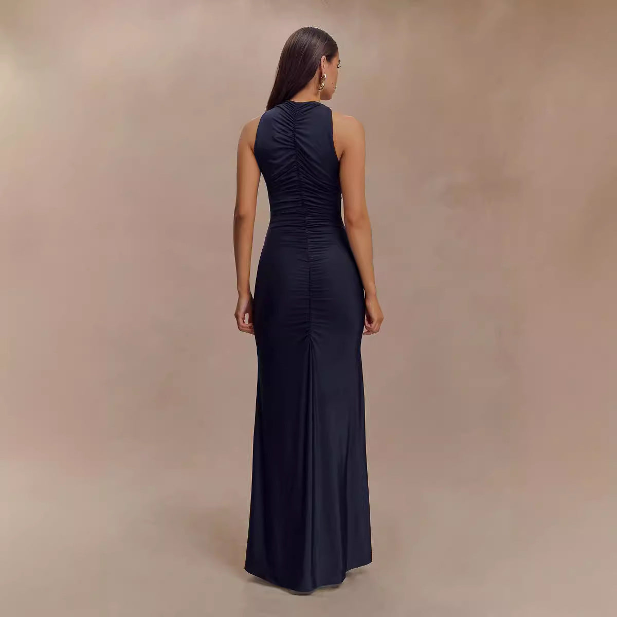 Sleeveless Pleated Solid Color Maxi Dress  Shop One Place