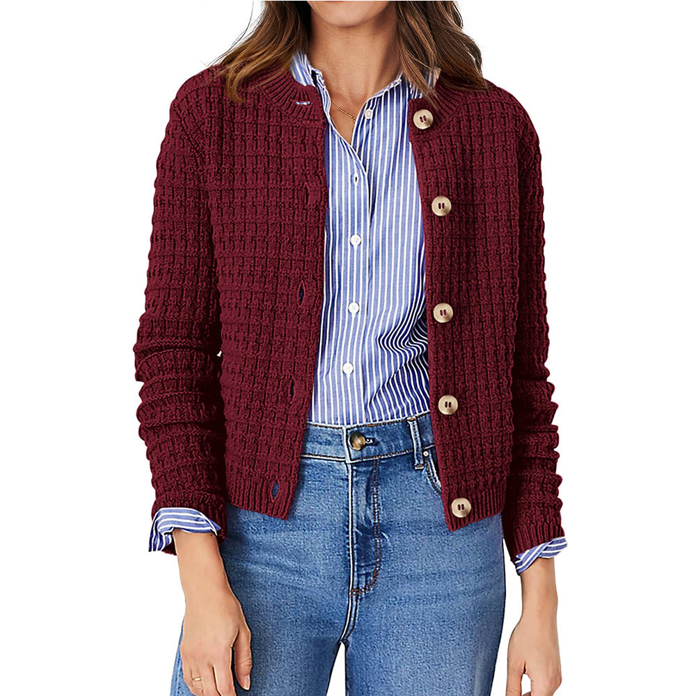 Solid Color Knitted Casual Cardigan  Shop One Place