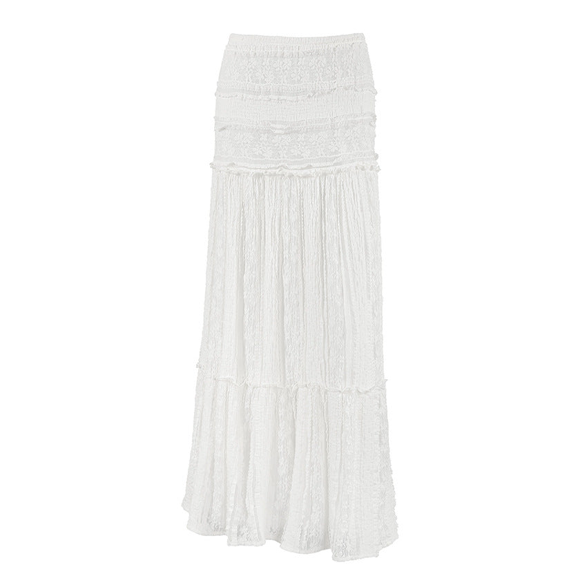White Lace Casual A line Skirt  Shop One Place