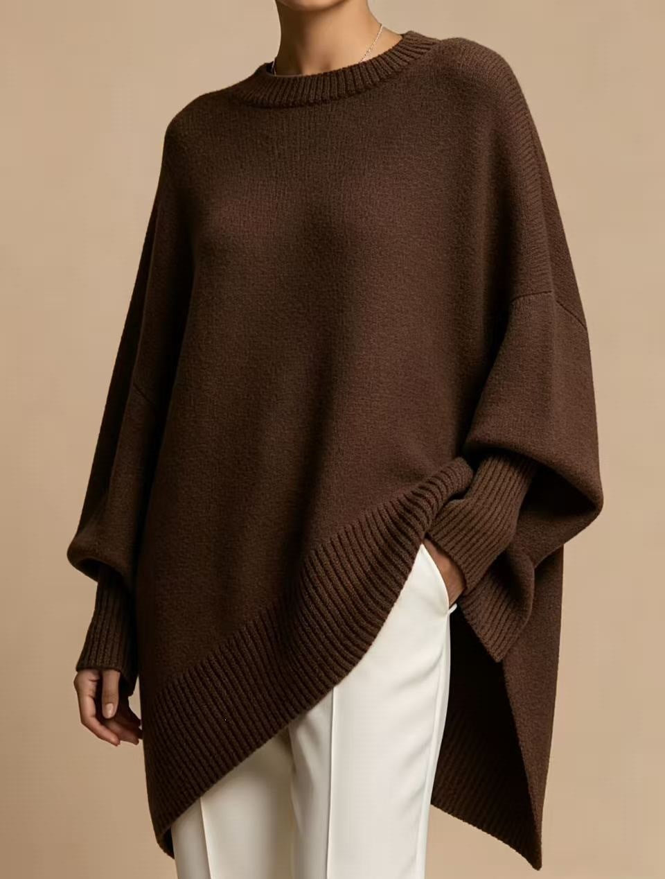 Women's Oversized Crew Neck Wool Blend Sweater – view 5
