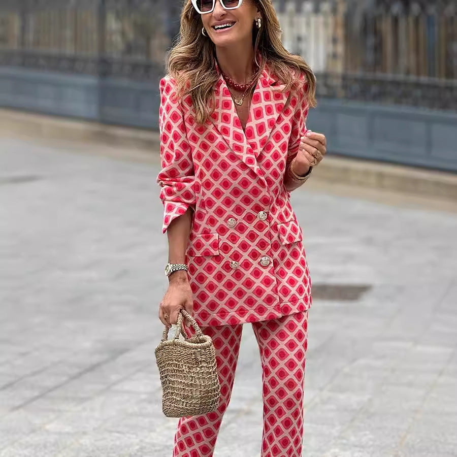 Geometric Printed Two-Piece Suit