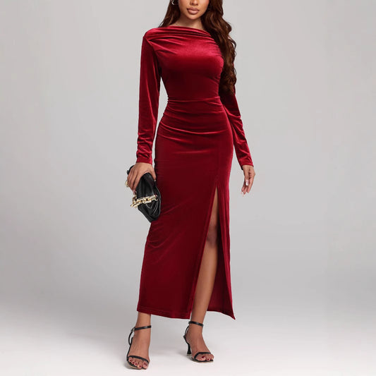 Slit Formal Plauche Maxi Dress  Shop One Place
