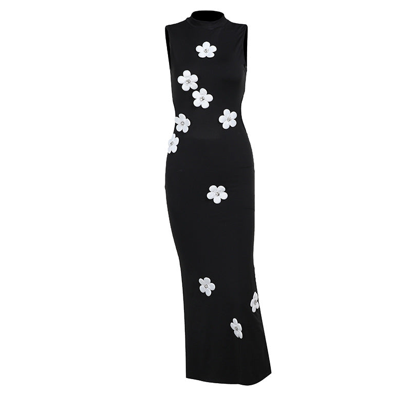 Women's Slim Fit Floral Turtleneck Dress