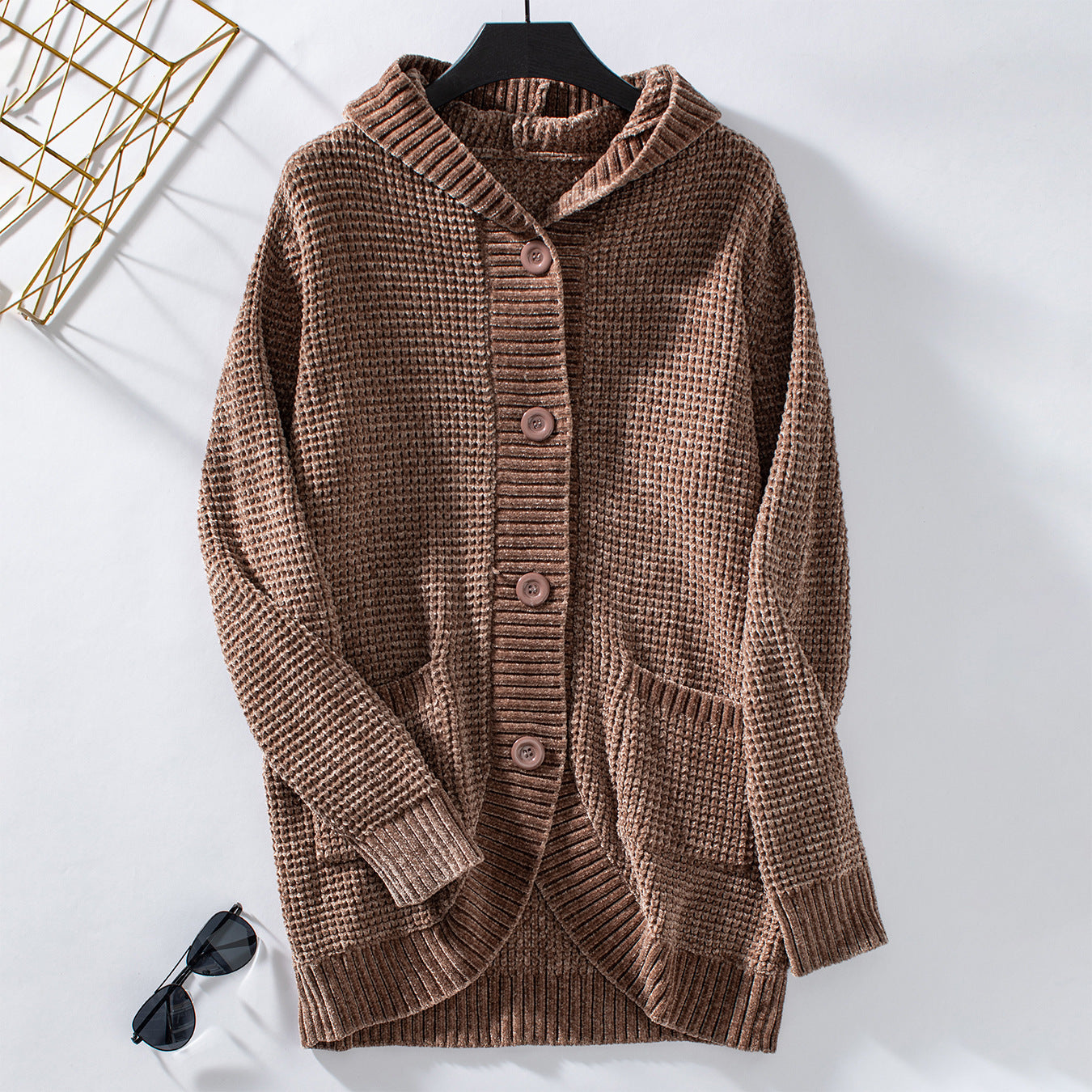 Hooded Long Knitted Cardigan Coat Retro  Shop One Place