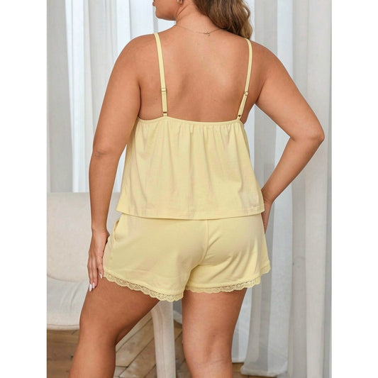 Plus Size Lace Suspenders Pajamas Sexy V neck Homewear  Shop One Place