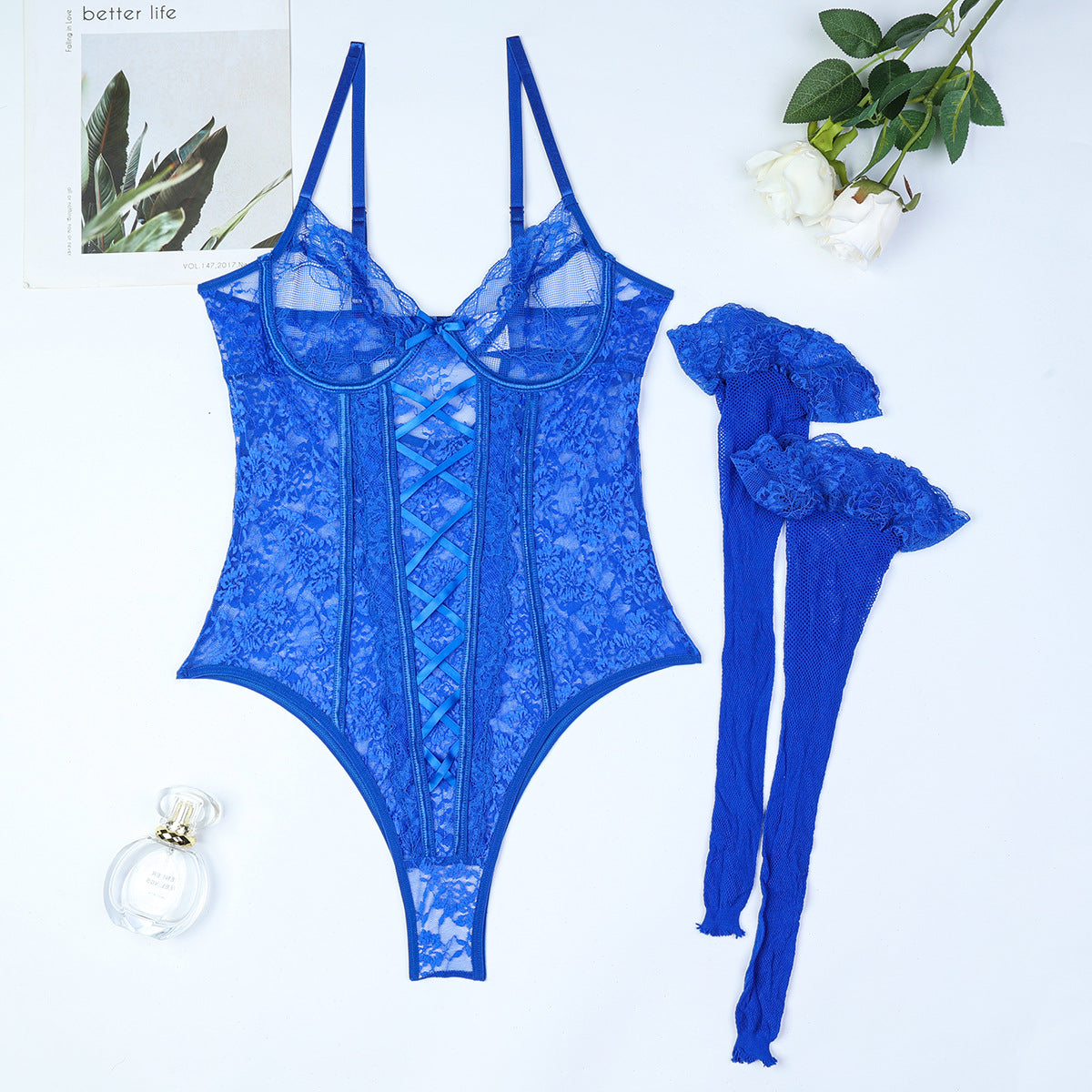 Enchantress Midnight Temptation Cross Lace Bodysuits