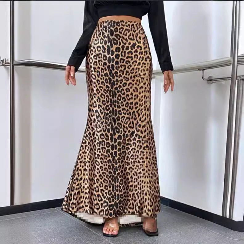 Leopard Print Sexy Sheath Fishtail Skirt