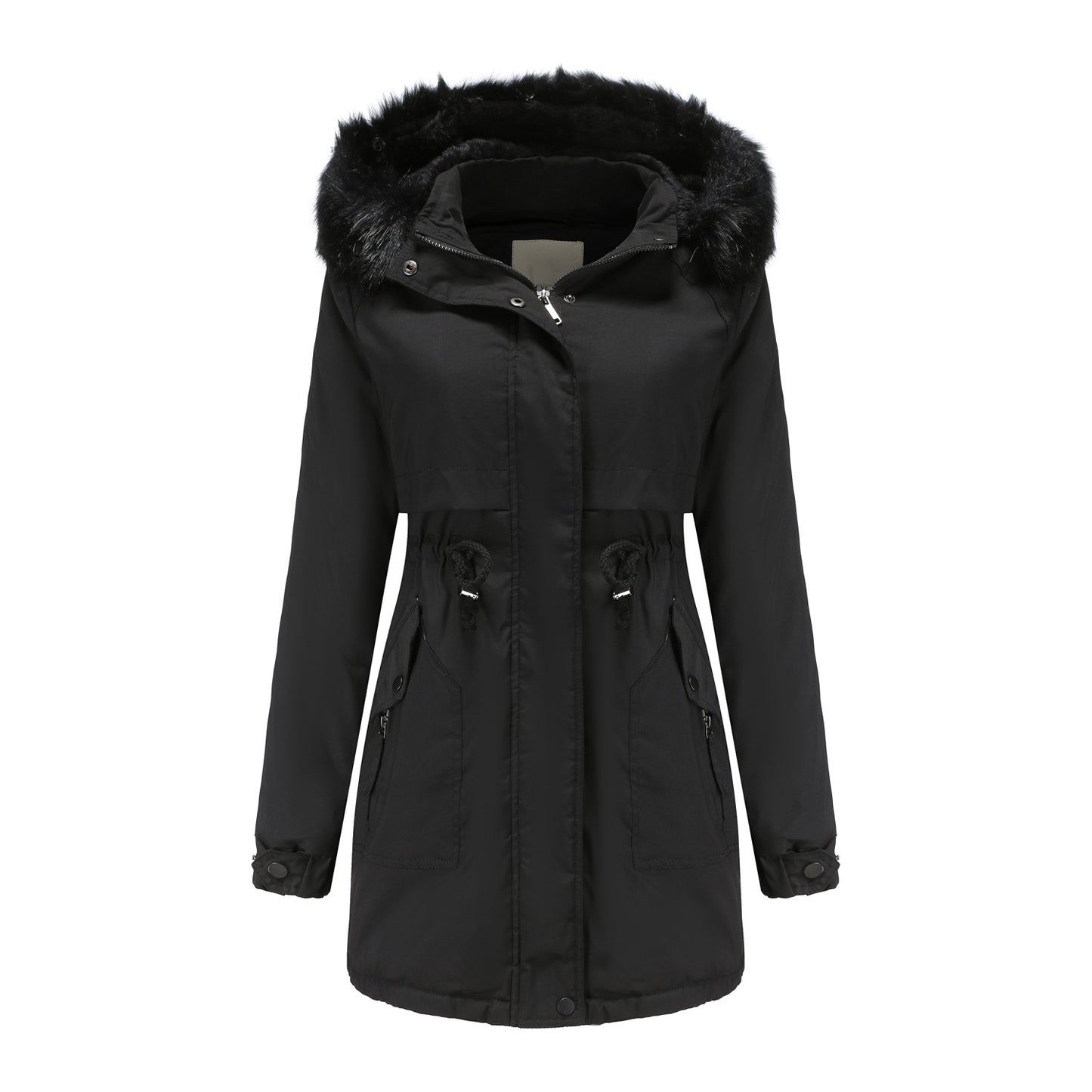 Detachable Fur Collar Hat Quilted Parka