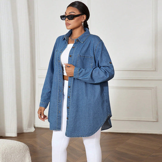 Loose Denim Long Sleeve Shacket